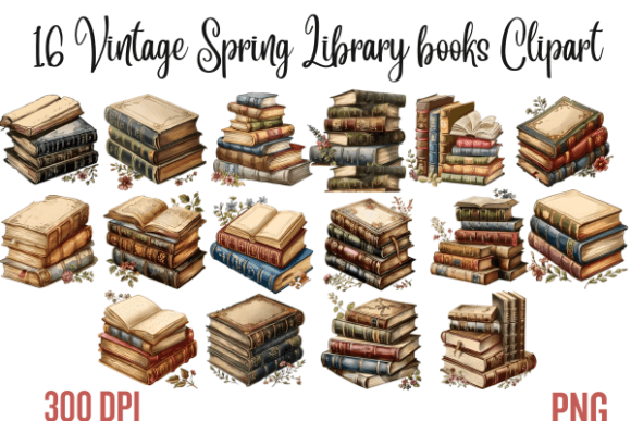 Download Vintage Spring Library Books Clipart - Premium Resources