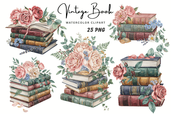Download Vintage Book Clipart Bundle, Old Books - Books Collection