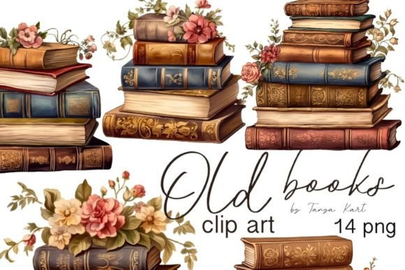 Download Vintage Book Clipart Bundle, Old Books - Books Collection